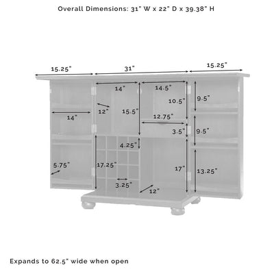 Contemporary Solid sheesham wood folding Bar Cabinet rack counter