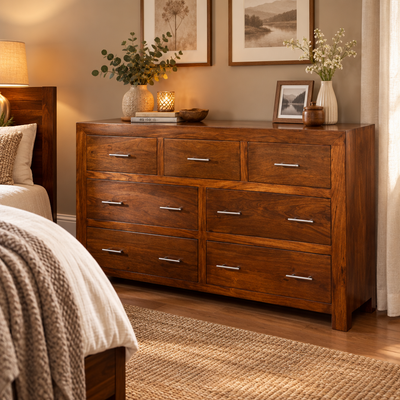 contemporary sheesham wood chest of drawers