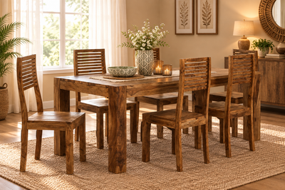 Contemporary Wooden Dining Table with 6 Chair Set (DSET550)
