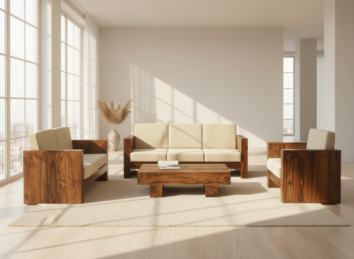 Contemporary Wooden Sofa set (SUN-WSS174)