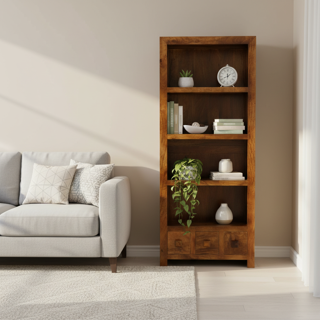 Contemporary wooden bookcase bookshelf for living room and library