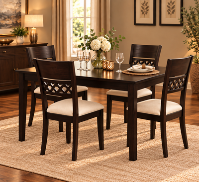 Stylish Wooden Dining Set ( 1 Table + 4 chairs )