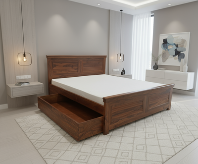 DESIGNER WOODEN QUEEN / KING SIZE STORAGE BED WITH 2 OPTIONAL MATCHING BEDSIDE CABINET