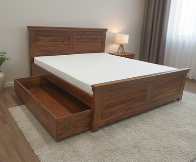 DESIGNER WOODEN QUEEN / KING SIZE STORAGE BED WITH 2 OPTIONAL MATCHING BEDSIDE CABINET