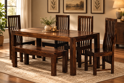 Dark Dakota Range - Wood Dining table with 4 Chair + 1 bench set (6 pc set) !!