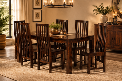 Dark Dakota Range - Wood Dining table with 6 Chair set (7 pc set) !!