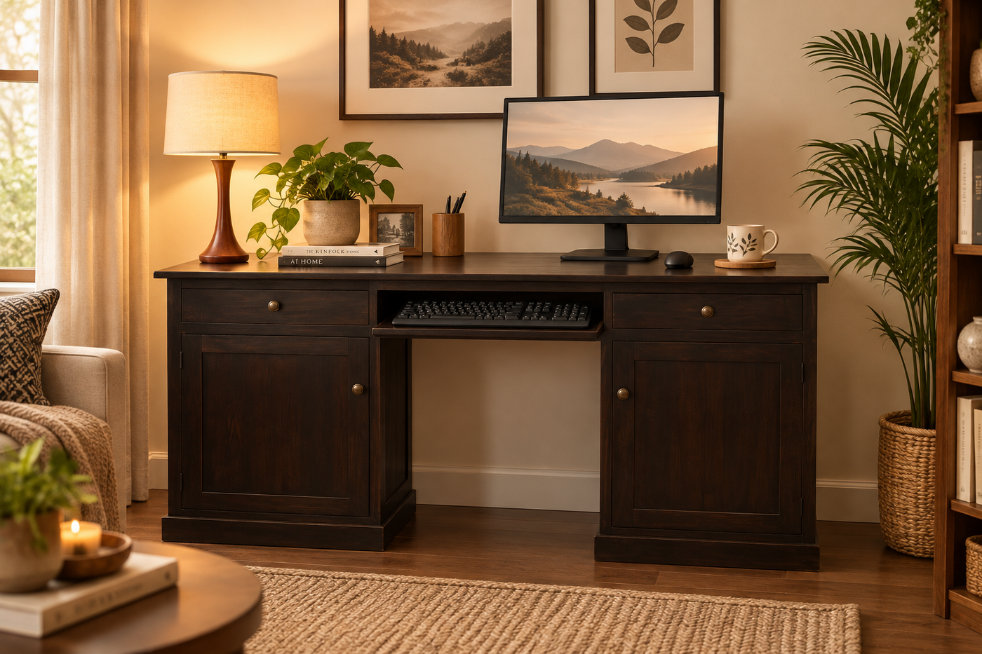 Dark Wood Wooden Writing / Computer table ( Desk )