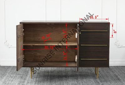 Designer Solid Acacia Wood Sideboard Cabinet With Metal Legs ! Home & Living:furniture:living
