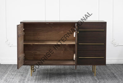 Designer Solid Acacia Wood Sideboard Cabinet With Metal Legs ! Home & Living:furniture:living