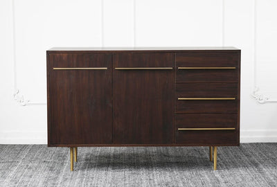 Designer Solid Acacia wood sideboard cabinet with metal legs !