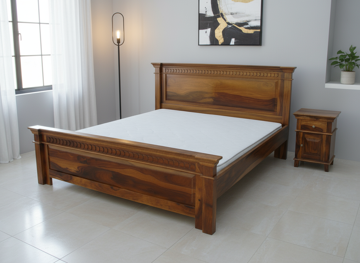 Designer WOODEN QUEEN / KING SIZE  BED WITH 2 OPTIONAL MATCHING BEDSIDES