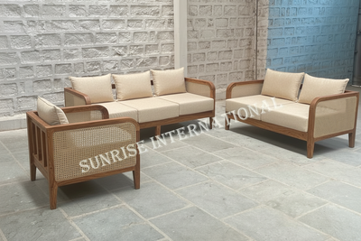 Designer wooden rattan cane sofa set with cushion - Make your combination !