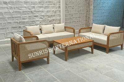 Designer wooden rattan cane sofa set with cushion - Make your combination !
