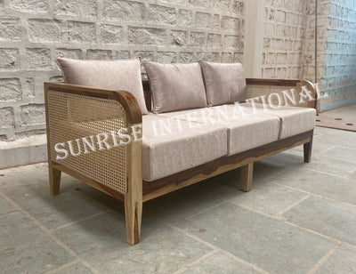 Designer wooden rattan cane sofa set with cushion - Make your combination !