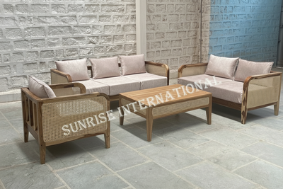 Designer wooden rattan cane sofa set with cushion - Make your combination !