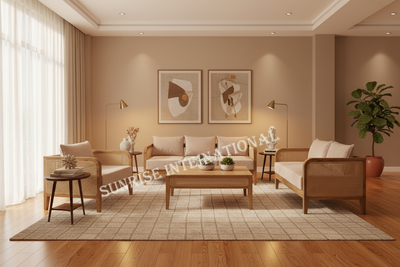 Designer wooden rattan cane sofa set with cushion - Make your combination !