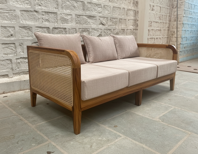 Designer wooden rattan cane sofa set with cushion - Make your combination !