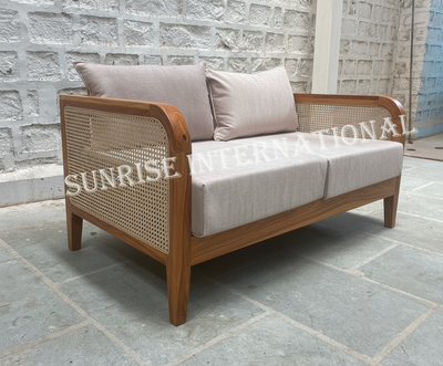 Designer wooden rattan cane sofa set with cushion - Make your combination !