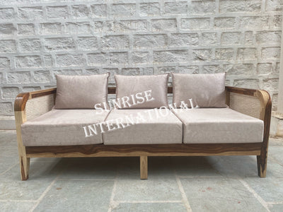 Designer wooden rattan cane sofa set with cushion - Make your combination !