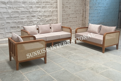 Designer wooden rattan cane sofa set with cushion - Make your combination !