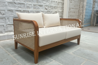 Designer wooden rattan cane sofa set with cushion - Make your combination !