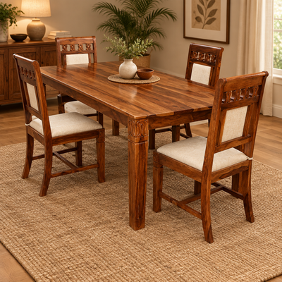 Elegant design wooden dining set ( 1 Table + 4 cushion chair )