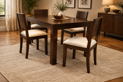 European Style Wooden Dining Set ( 1 Table + 4 chairs )