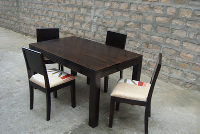 European Style Wooden Dining Set ( 1 Table + 4 chairs )