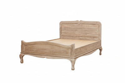 French style solid Mango wooden bed in King or Queen size, angled view