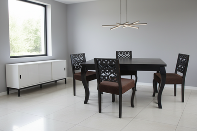 French Style Wooden Dining table with 4 cushion chairs furniture set !