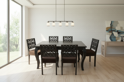 French Style Wooden Dining table with 6 cushion chairs furniture set !