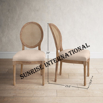 solid wood banquet chair design with rattan cane work