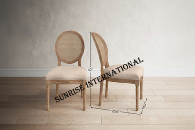 solid wood banquet chair design with rattan cane work