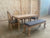French style solid wood dining table, chair, bench set with rattan cane