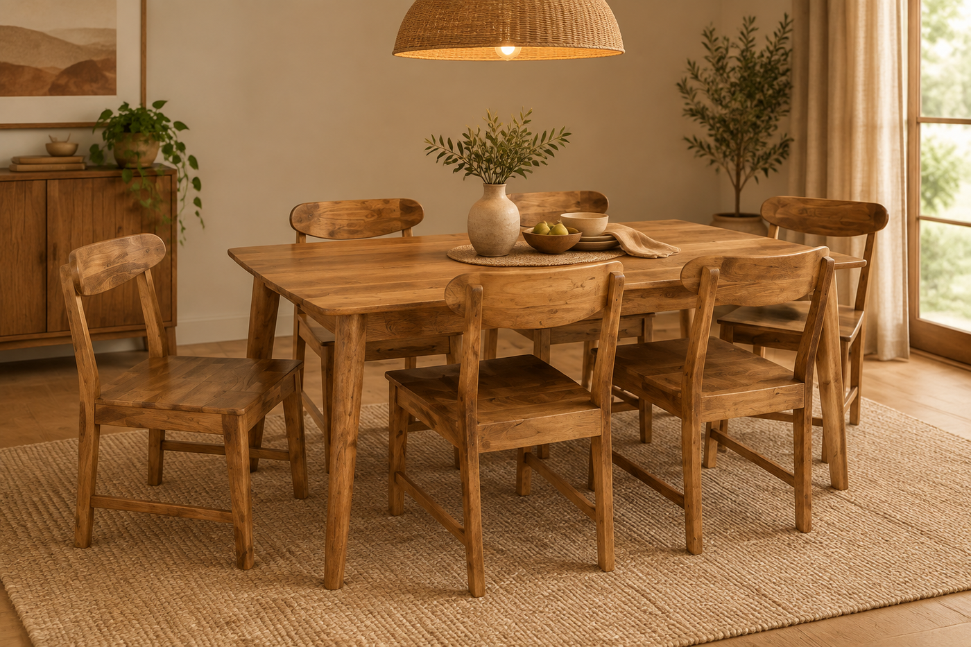 Handmade Retro Mango Wood Dining Table Set | 4 & 6 Seater