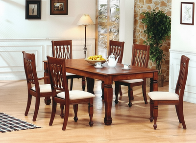 Handmade Solid Wooden Dining table with 6 cushion chair set !