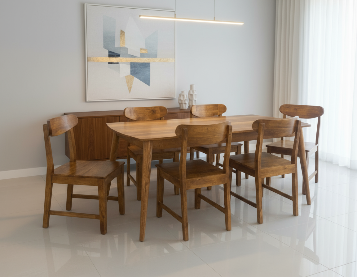 Handmade Wooden Dining table chair set in Retro Style