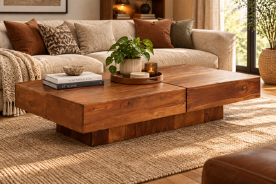 wooden long coffee table