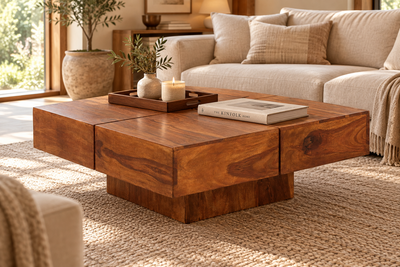wooden square coffee table