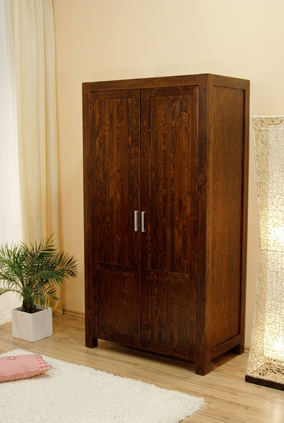 wooden two door wardrobe