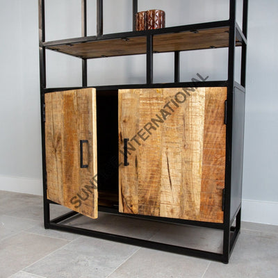 Industrial Style Bookcase Bookshelf Display Rack In Solid Wood & Iron Combination ! Home