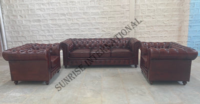 LIVING ROOM FURNITURE - Designer Genuine Leather chesterfield sofa set (choose your combination)