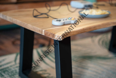 Live Edge Solid Acacia Wood Top Coffee Center Table with metal legs! Home & Living:Furniture:Living Room:Tables