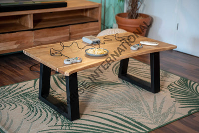 Live Edge Solid Acacia Wood Top Coffee Center Table with metal legs! Home & Living:Furniture:Living Room:Tables