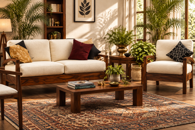 wooden sofa set 4 seater