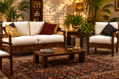 5 seater wooden sofa set