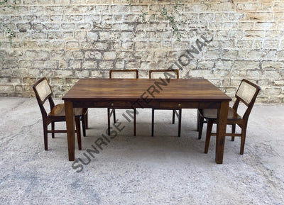 Mid Century Solid Sheesham Wood Storage Dining Table With 6 Chair Furniture Set ! Home &