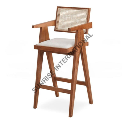 Mid Century Style Wooden Bar Arm Chair With Rattan Cane Work For Café Pub & Restaurant! Home