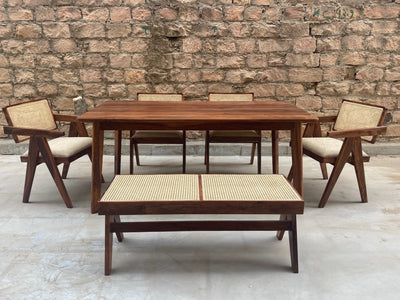 latest Pierre Jeanneret wooden dining table set Chandīgarh design online