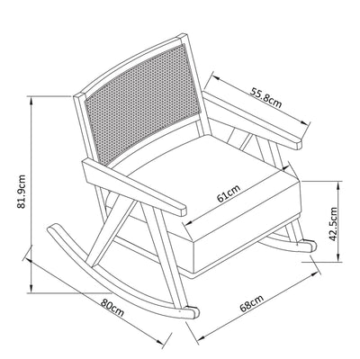 Mid Century Wooden Rocking Chair with rattan cane online in India - Best designs